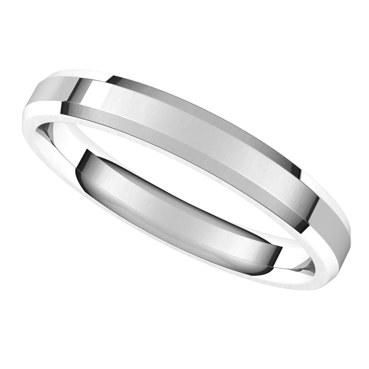 Sterling Silver 3 mm Beveled Edge Comfort Fit Light Band